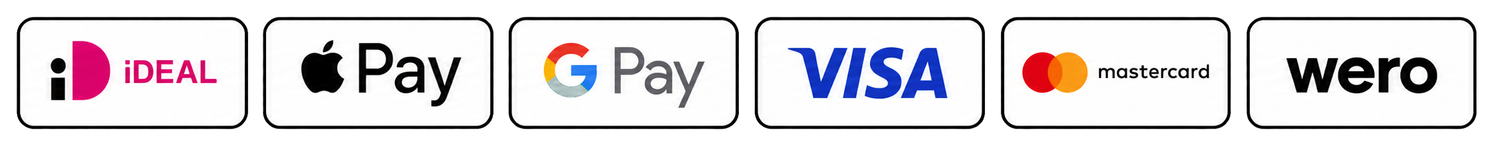 Betaalmethoden: iDEAL, Apple Pay, Google Pay, Visa, Mastercard, Wero